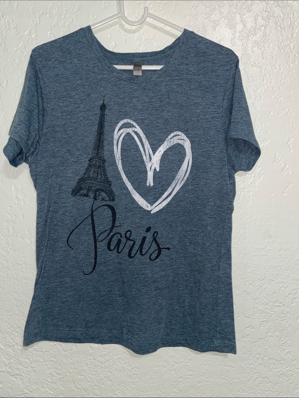 Next Level Apparel Blue Paris Heart Graphic Tee